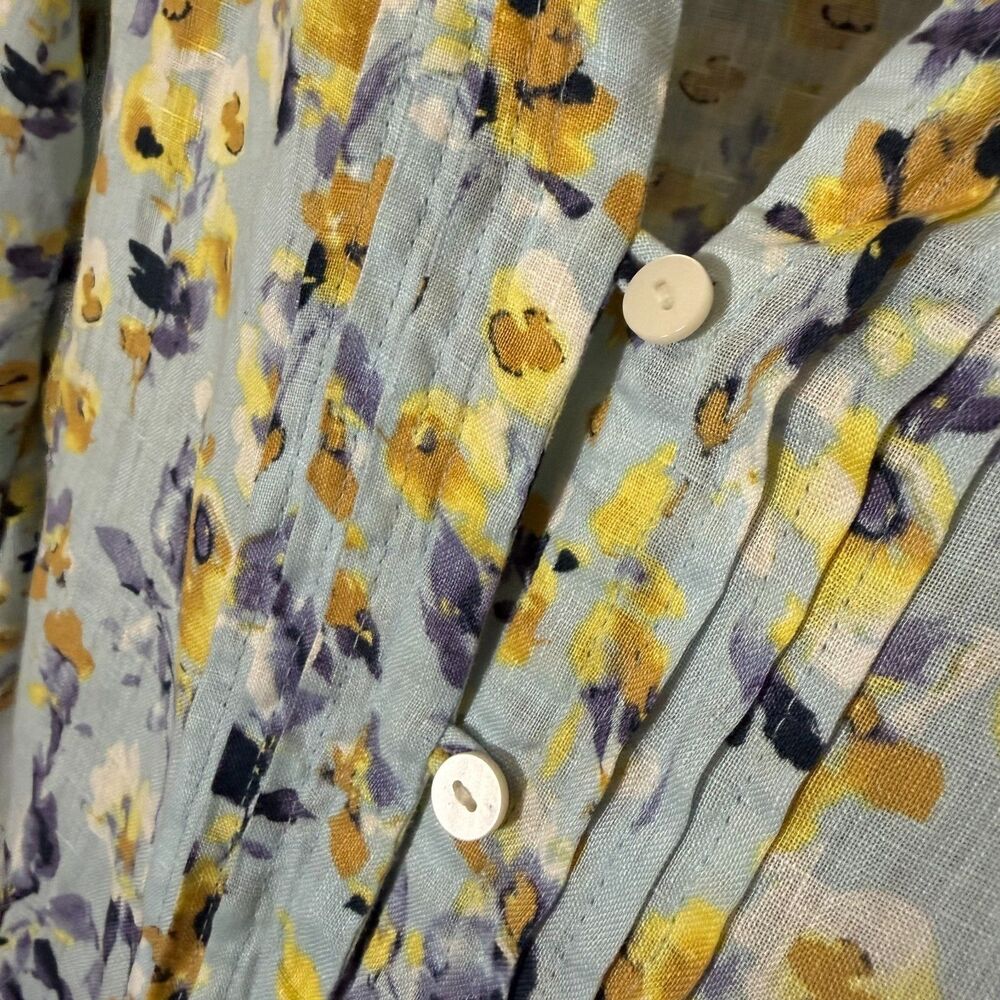 J Jill Love Linen Blouse 2X Plus Floral Print 3/4 Sleeve Lightweight 100% Linen - Picture 5 of 7